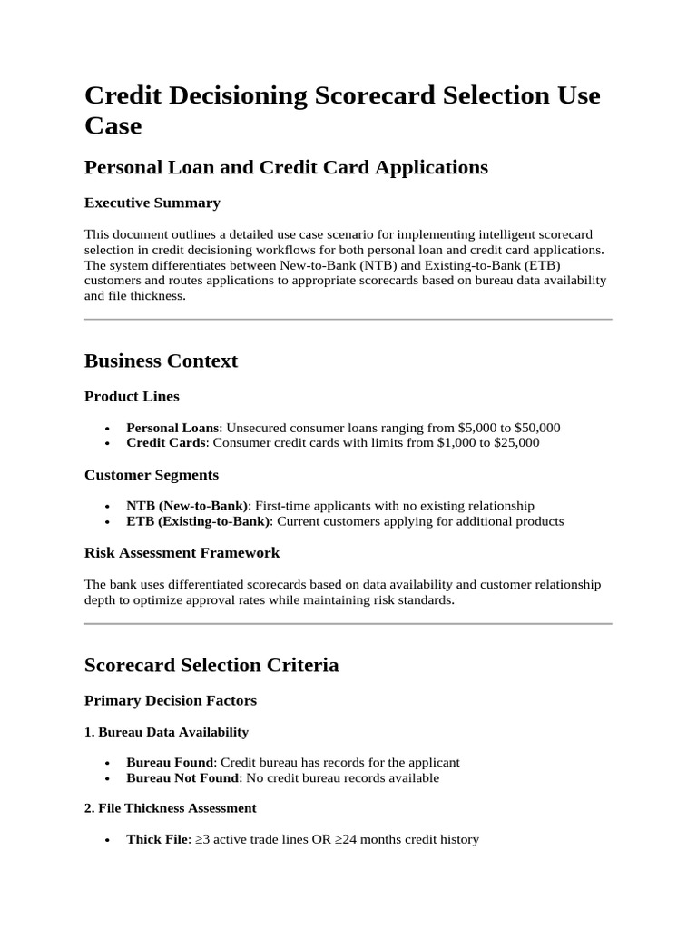 Credit Decisioning Scorecard Framework | PDF | Unsecured Debt | Credit