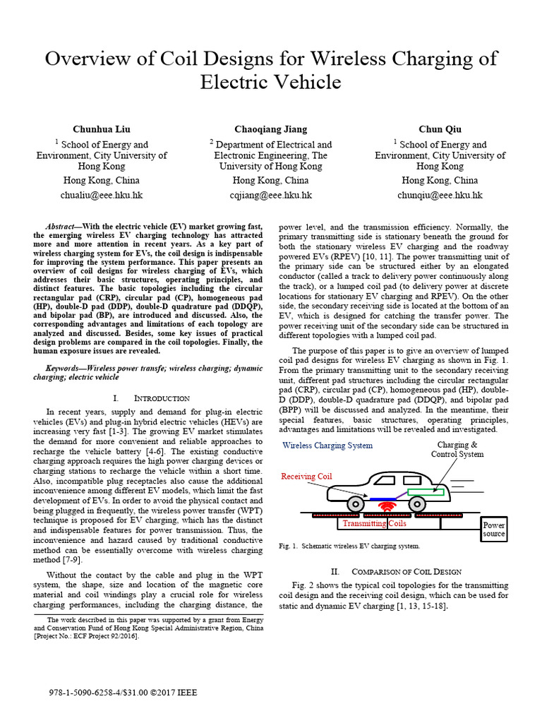 Coil Designs for Wireless EV Charging | PDF | Inductor | Electric Vehicle