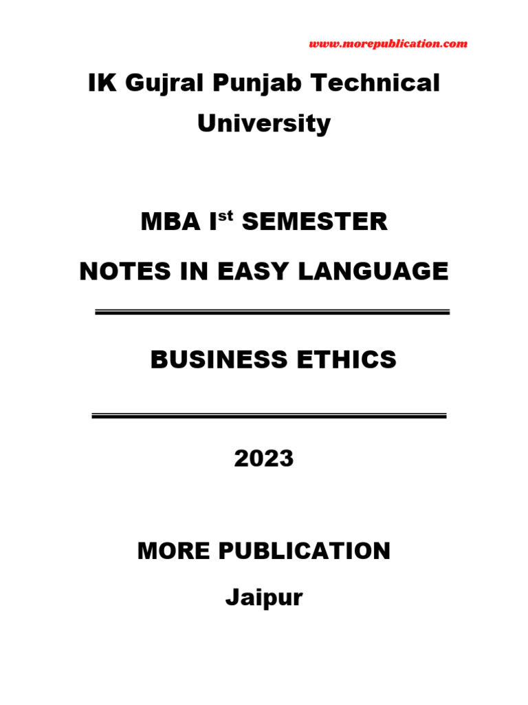 MBA Notes on Business Ethics & CSR | PDF | Corporate Social ...