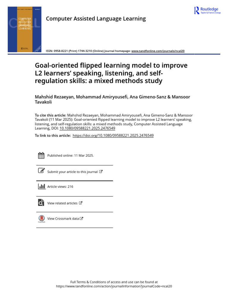 Goal-Oriented Flipped Learning for L2 Skills | PDF | Goal Setting ...