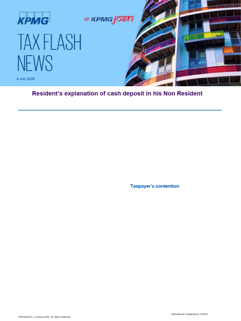 KPMG Flash News Non Resident Explanation of Cash Deposit in His NRO ...