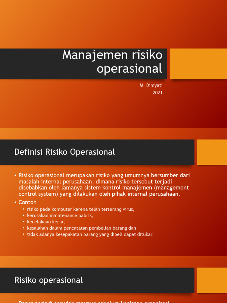 Risiko Operasional dalam Manajemen | PDF