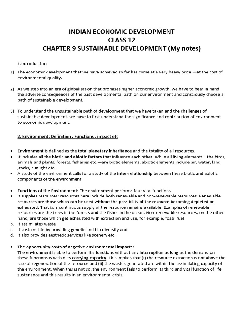 Sustainable Development in India: Key Insights | PDF | Habitat ...