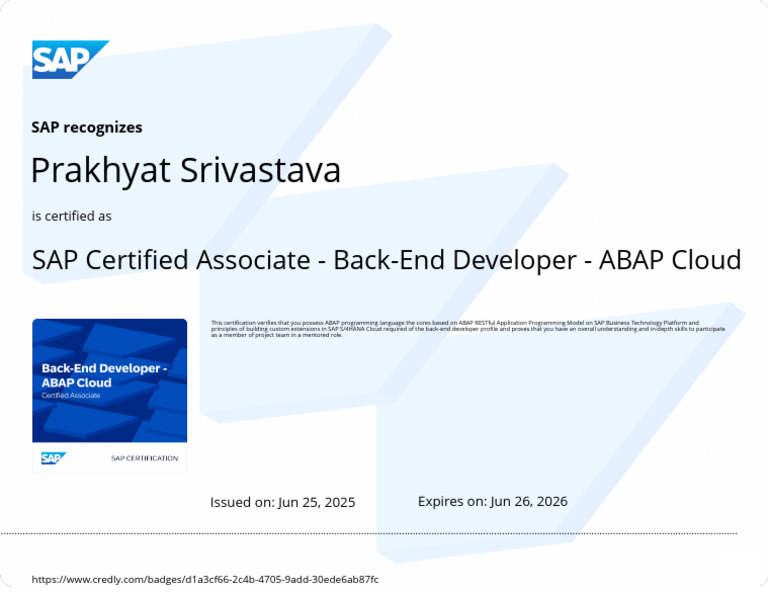 SAP ABAP Cloud Certification Details | PDF