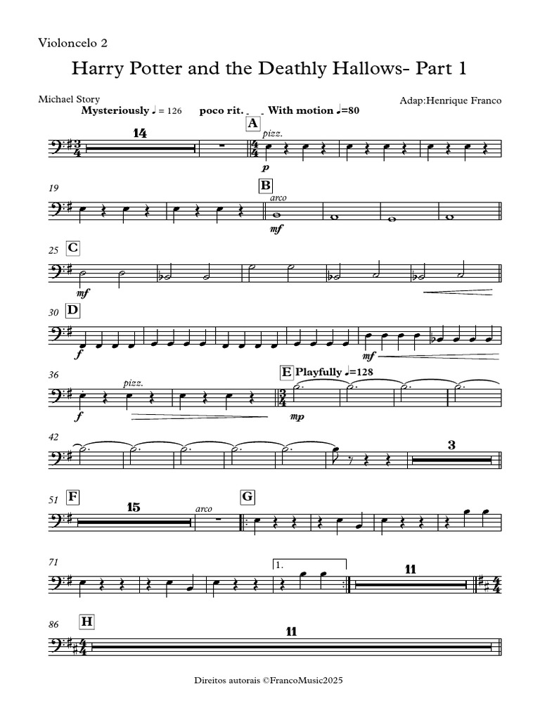 Harry Potter and The Deathly Hallows Part 1 Violoncelo 2