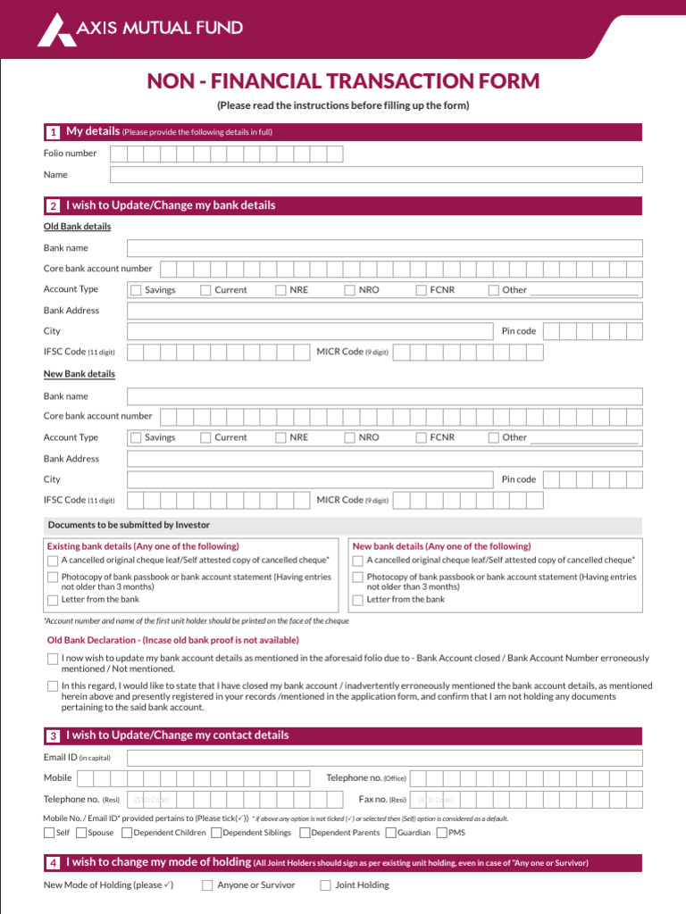 Non-Financial Transaction Form Guide | PDF | Identity Document | Cheque