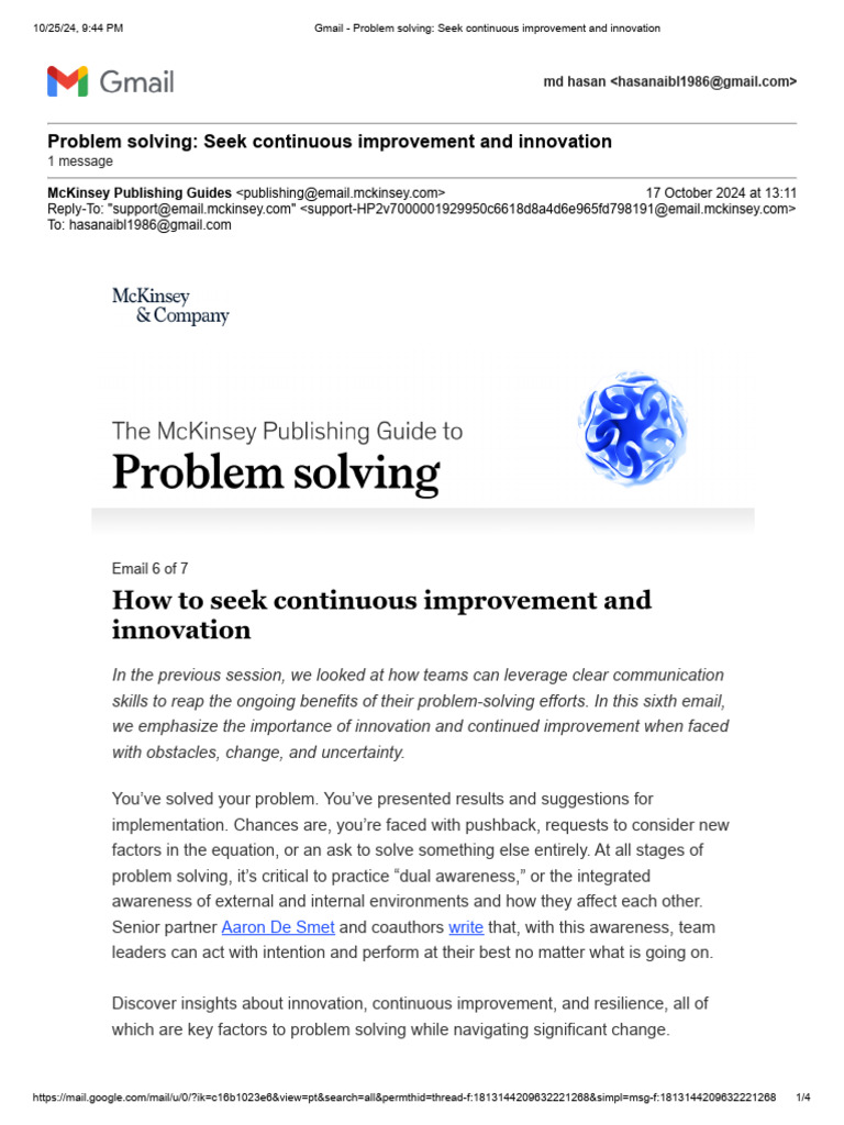 Continuous Improvement in Problem Solving | PDF | Innovation | Business