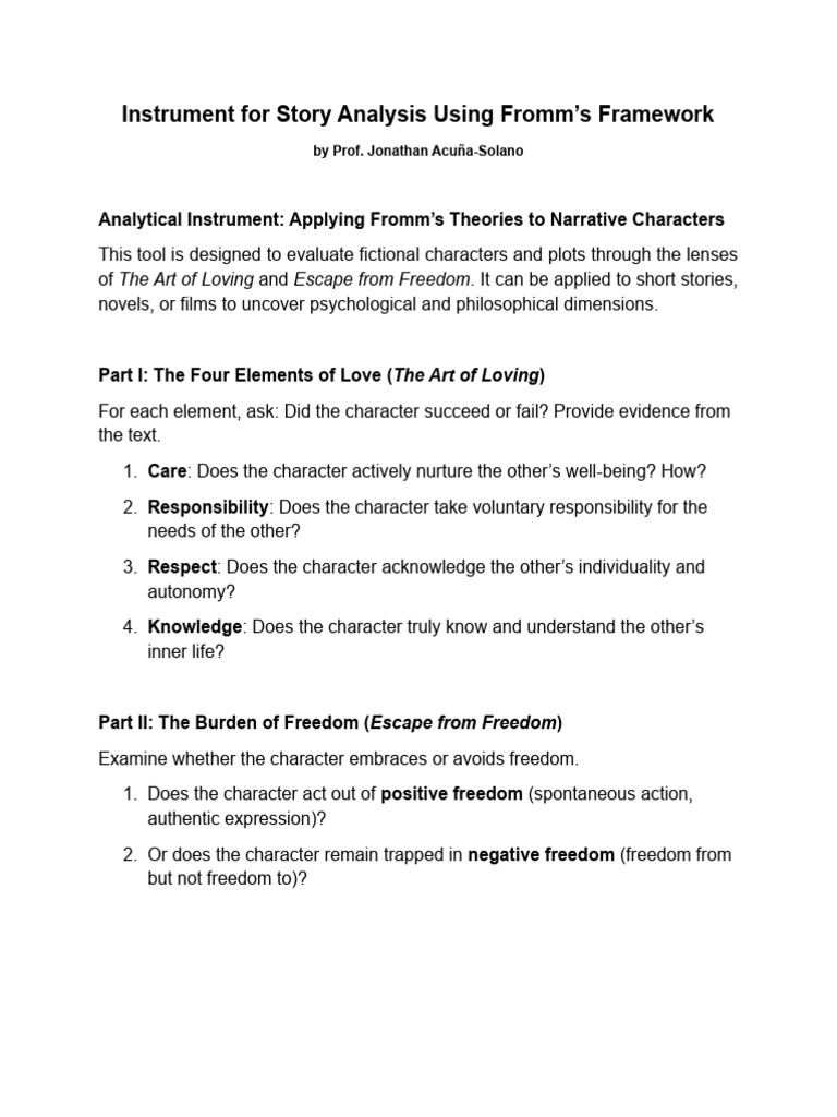 Instrument For Story Analysis Using Fromm | PDF