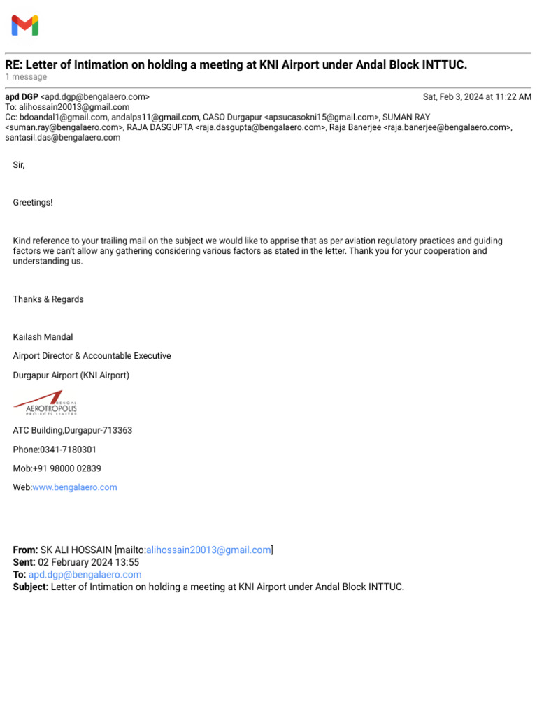 Gmail - RE - Letter of Intimation On Holding A Meeting at KNI Airport ...