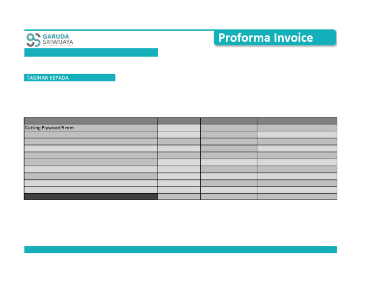 Proforma Invoice Garuda Sriwijaya CNC | PDF