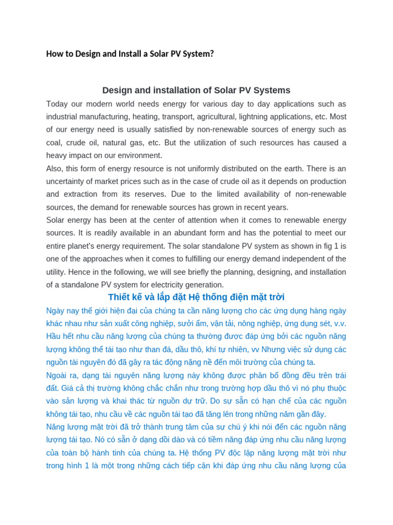 How To Design and Install A Solar PV System | PDF