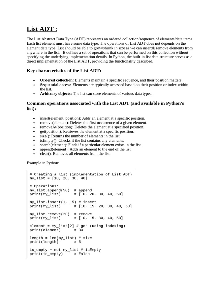 List ADT | PDF