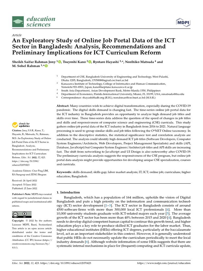 ICT Job Market Trends in Bangladesh | PDF | Curriculum | Information ...