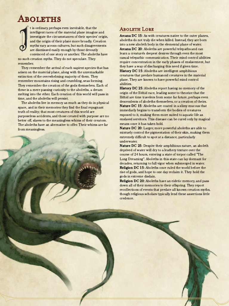 Aboleth Lore and Tactics | PDF