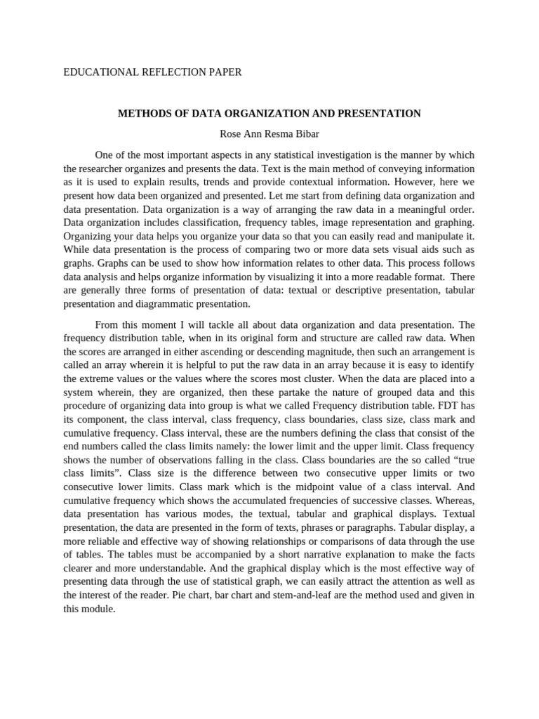 Educational Reflection Paper | PDF | Chart | Data