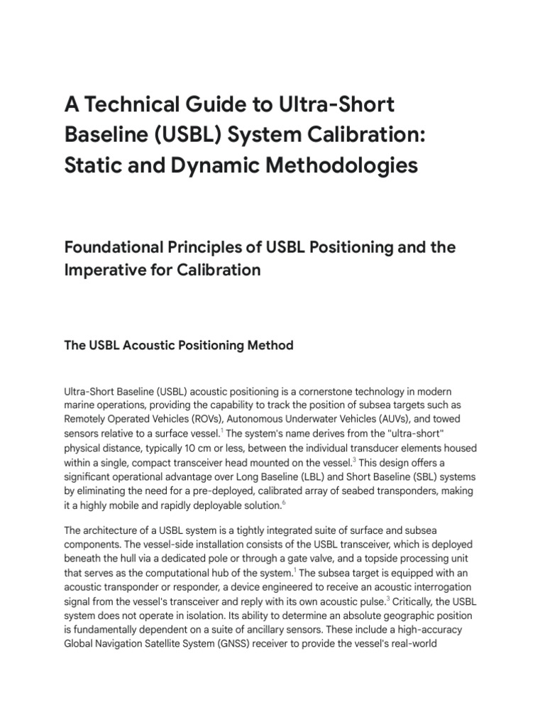 USBL Calibration: Static vs Dynamic Methods | PDF | Errors And ...
