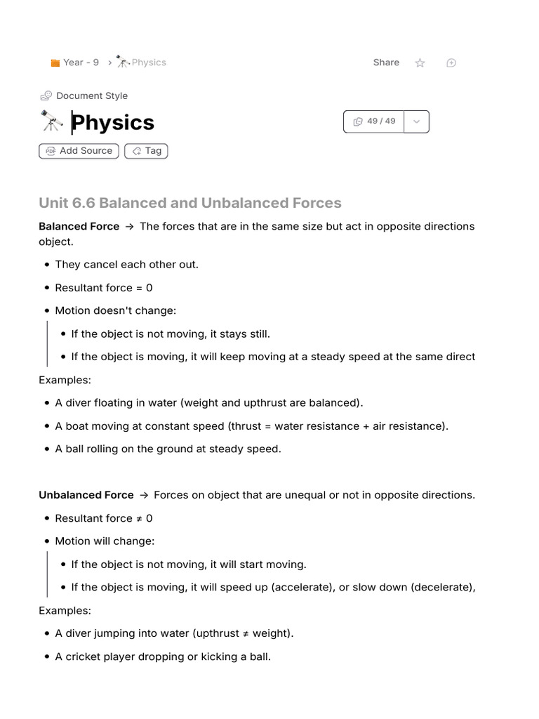 Balanced vs Unbalanced Forces Explained | PDF | Lever | Rainbow