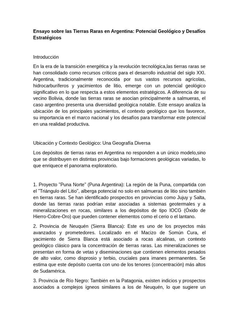 Tierras Raras en Argentina: Potencial y Retos | PDF | Minería