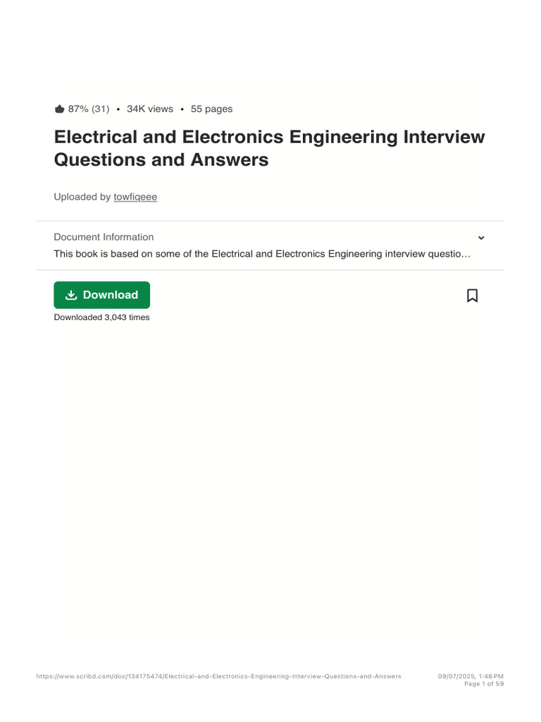 Electrical Engineering Interview Q&A | PDF | Scribd