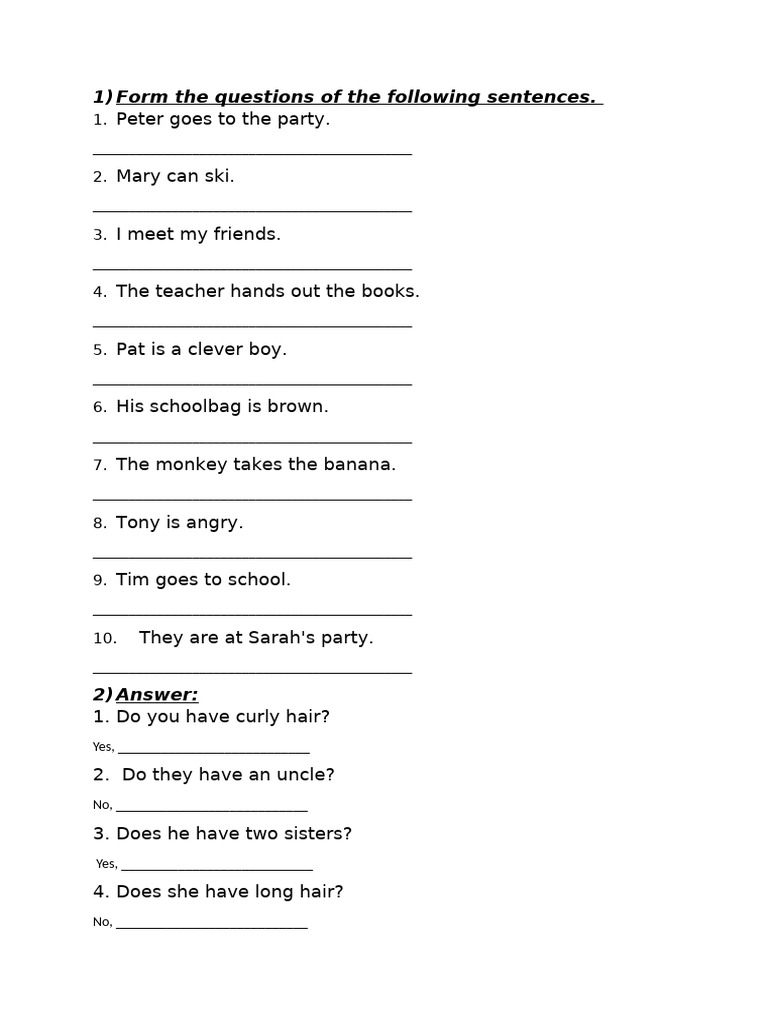 Forming Questions and Answers Practice | PDF