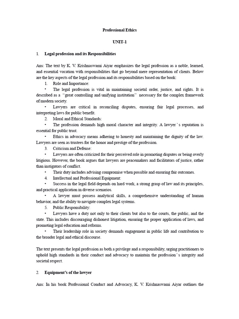 Professional Ethics in Law: Key Insights | PDF | Lawyer | Advocate
