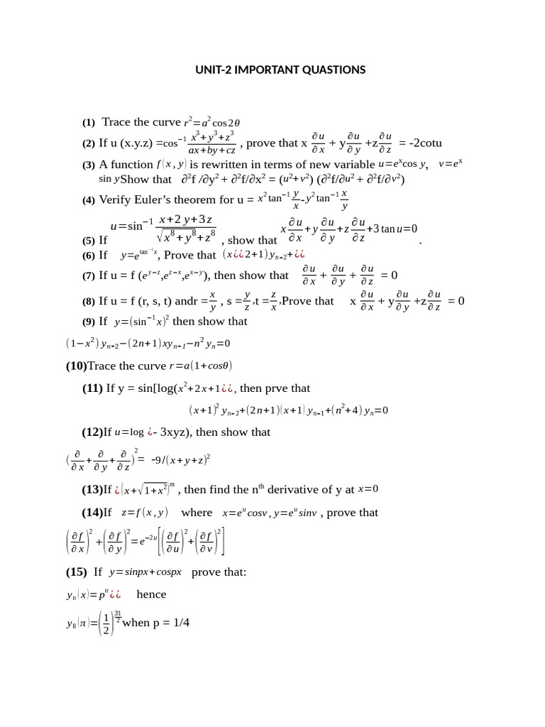 Unit 2 Key Questions and Proofs | PDF | Mathematics | Mathematical Analysis