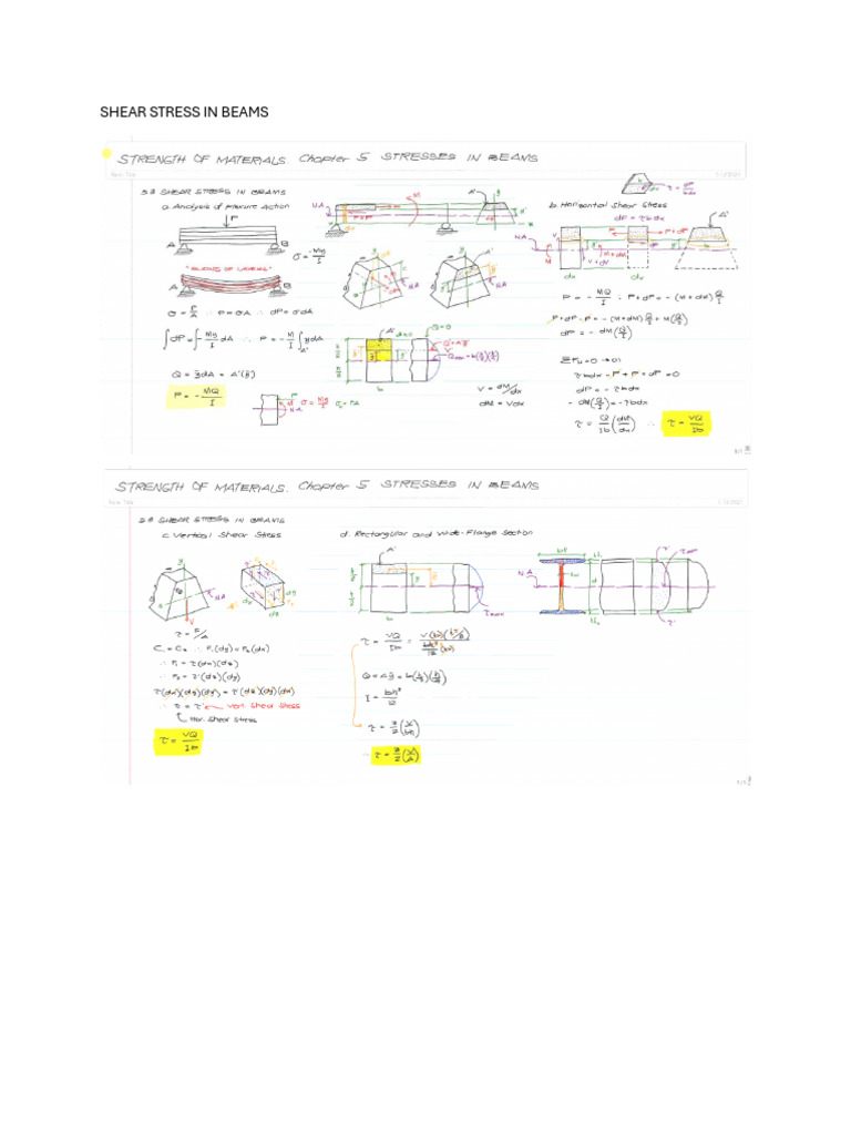 Shear Stress in Beams | PDF