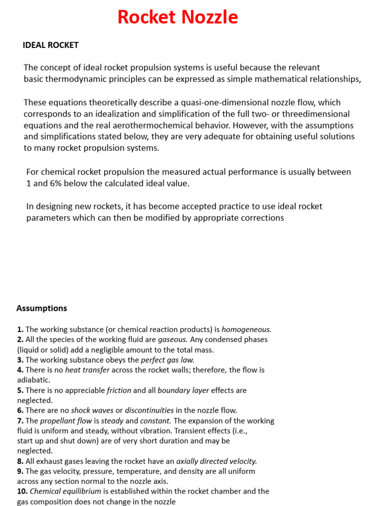 Ideal Rocket Nozzle Design Principles | PDF | Gases | Rocket