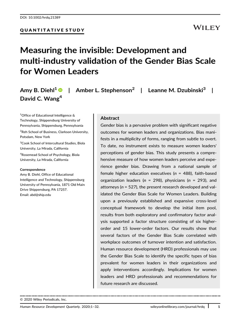 Gender Bias Scale for Women Leaders | PDF | Bias | Leadership