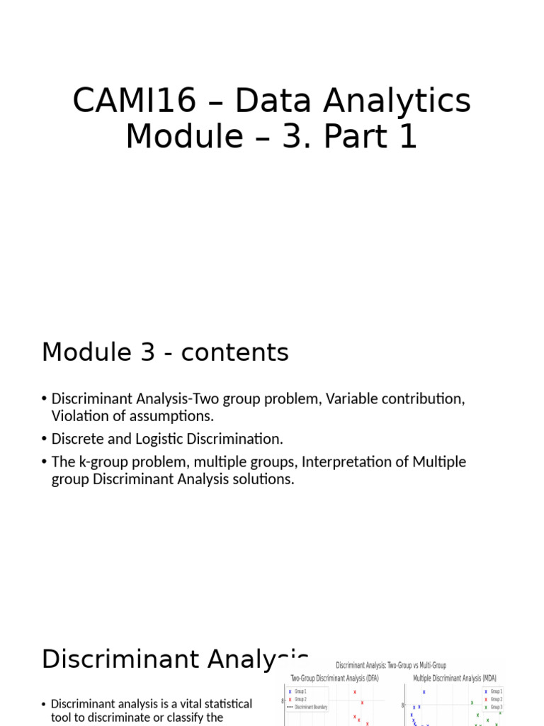 CAMI16 - Data Analytics Module 3 Part 1 | PDF | Variance | Dependent ...