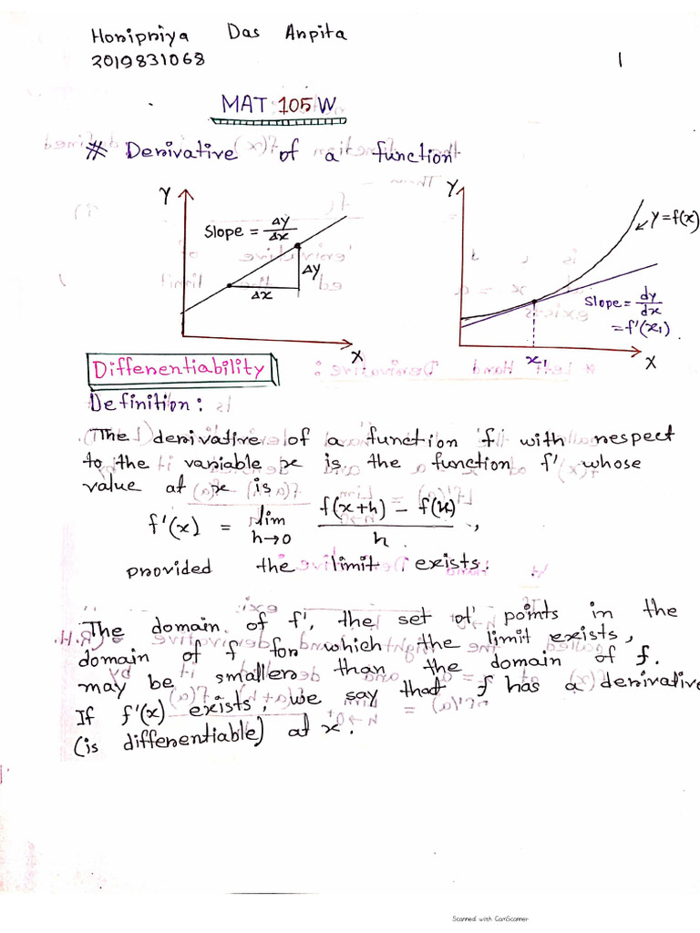 MAT 105W Notes - Arpita | PDF