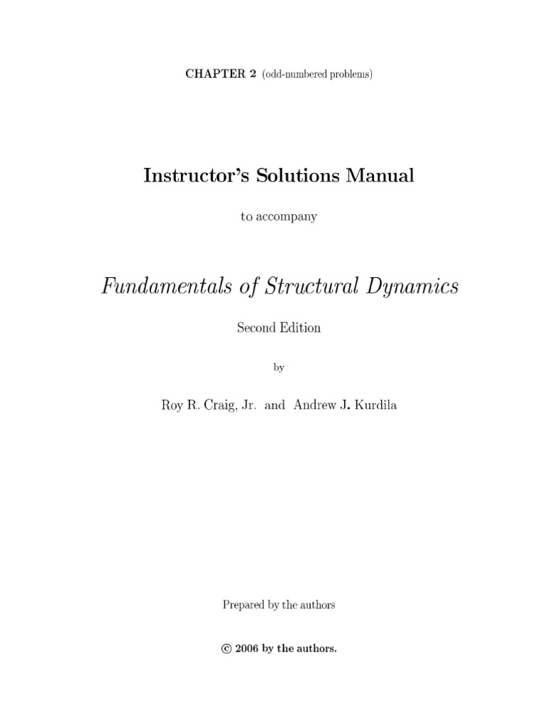 Solution Manual for Structural Dynamics | PDF