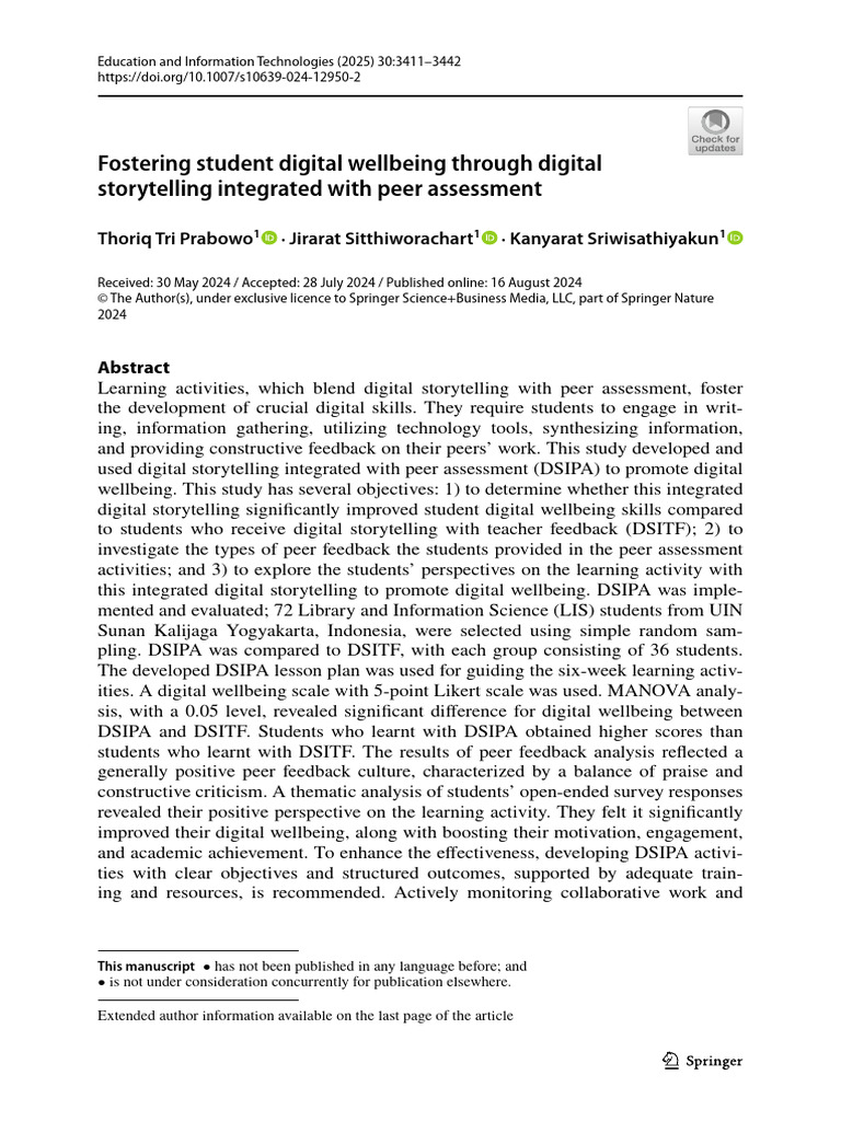 Fostering Student Digital Wellbeing Through Digital Storytelling ...