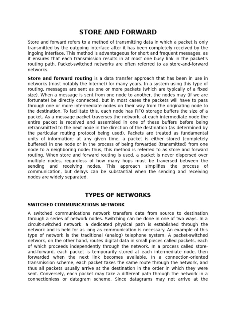 Store and Forward Transmission Explained | PDF | Computer Network ...