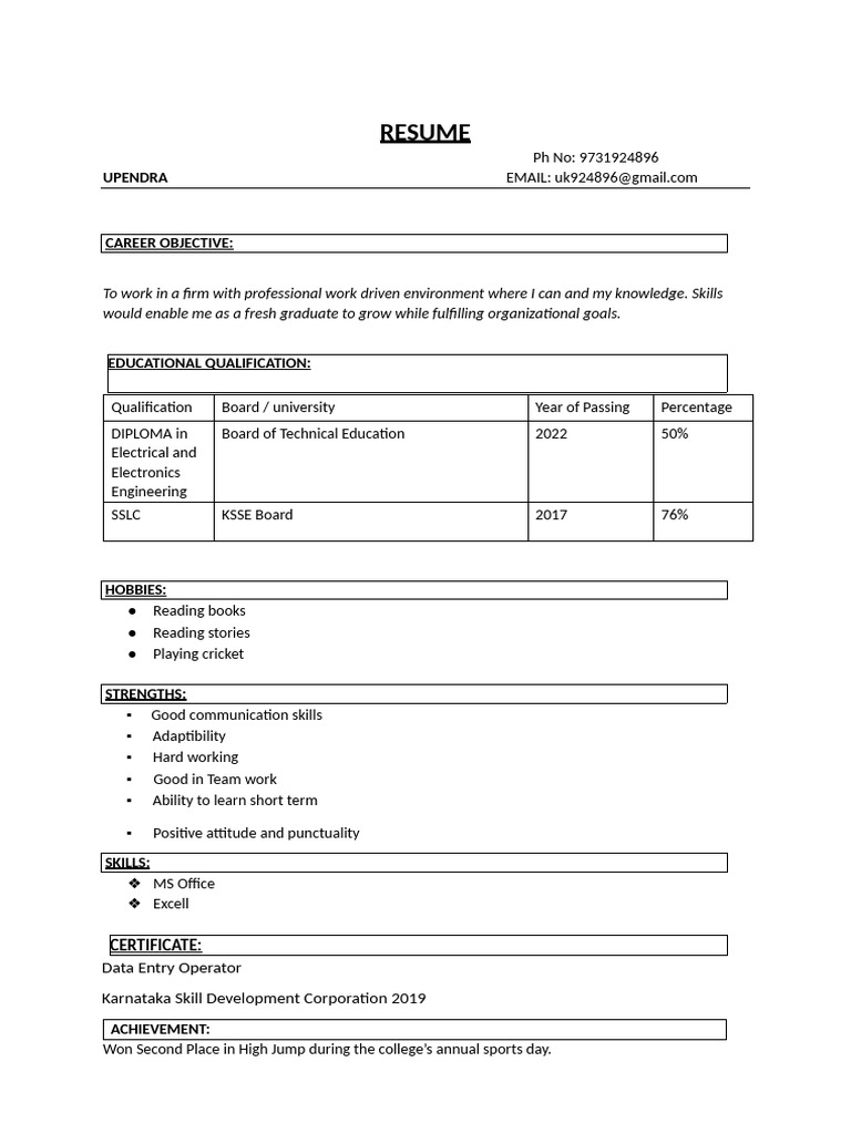 Upendra CV | PDF