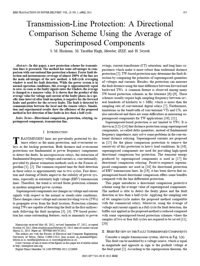 Transmission-Line Protection A Directional Comparison Scheme Using The ...