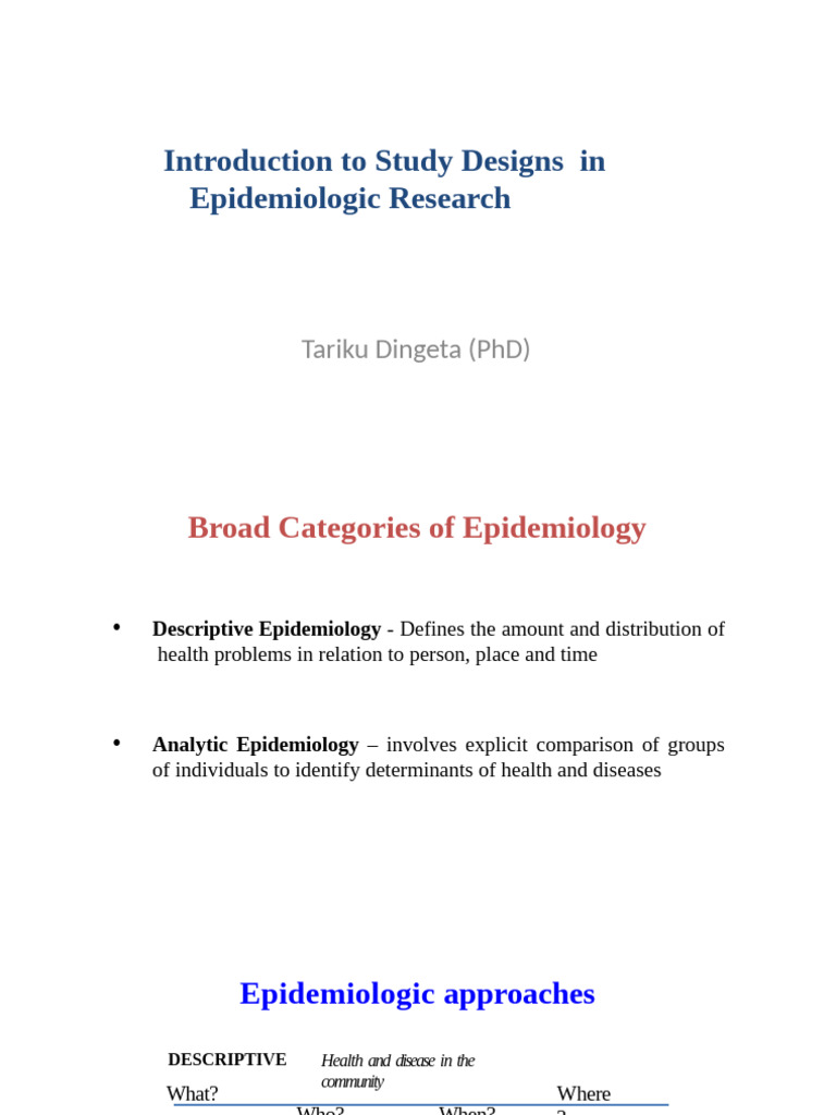 Overview of Epidemiologic Study Designs | PDF | Epidemiology | Hypothesis