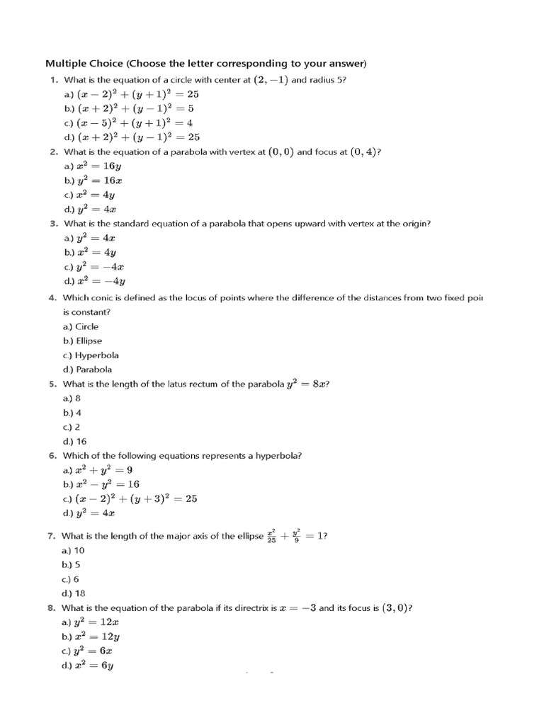 Pre Cal Sample Test Paper 1 | PDF