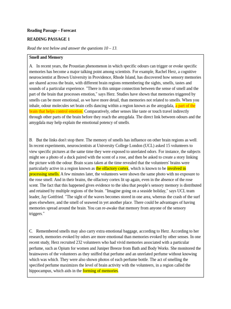 Homework - Reading Week 2 | PDF | Odor | Memory