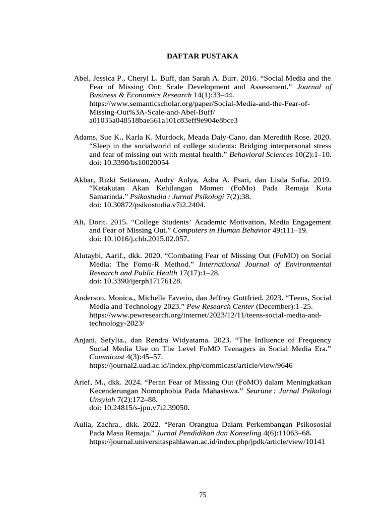 Fear of Missing Out: Research References | PDF | Psychotherapy | Psychology