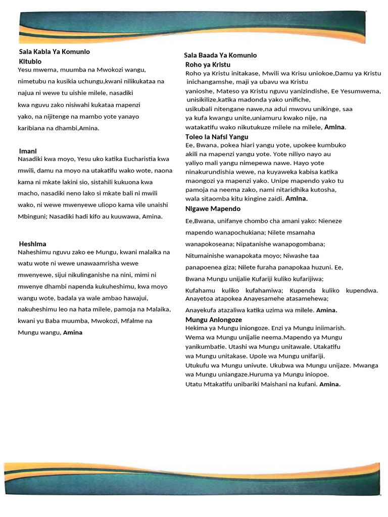 Communion Prayers | PDF