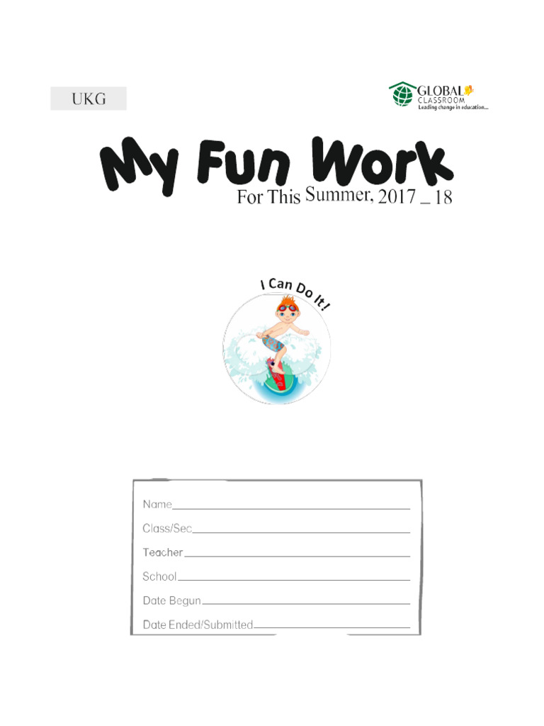 Ukg Holiday Homework Pdf