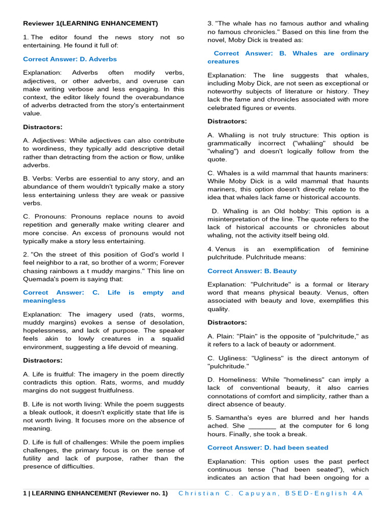 Learning Enhancement Review Insights | PDF | Linguistics