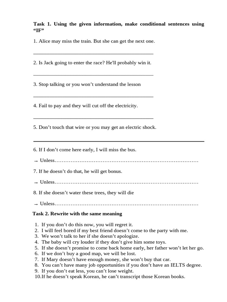 Conditional Sentence Exercises Guide | PDF