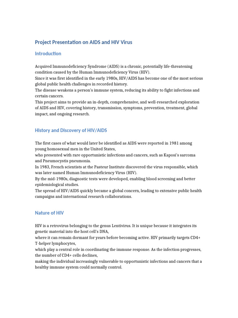 Comprehensive Overview of HIV/AIDS | PDF | Hiv/Aids | Hiv