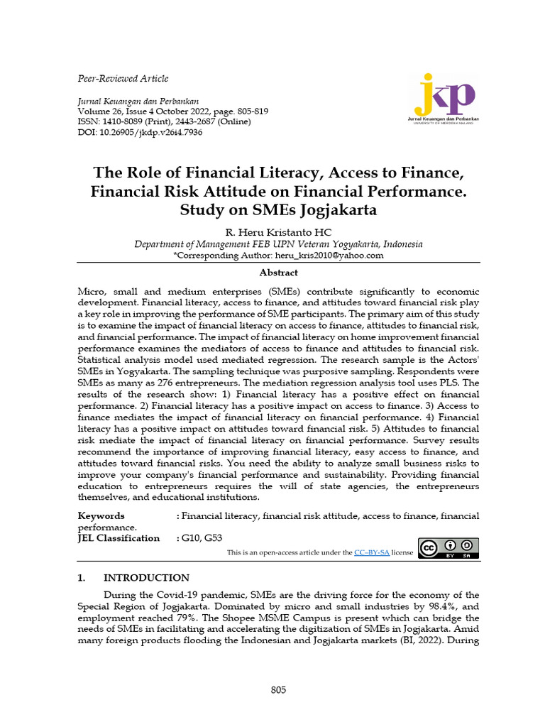 The Role of Financial Literacy Access of Finance Financial 2z9wb53xus ...