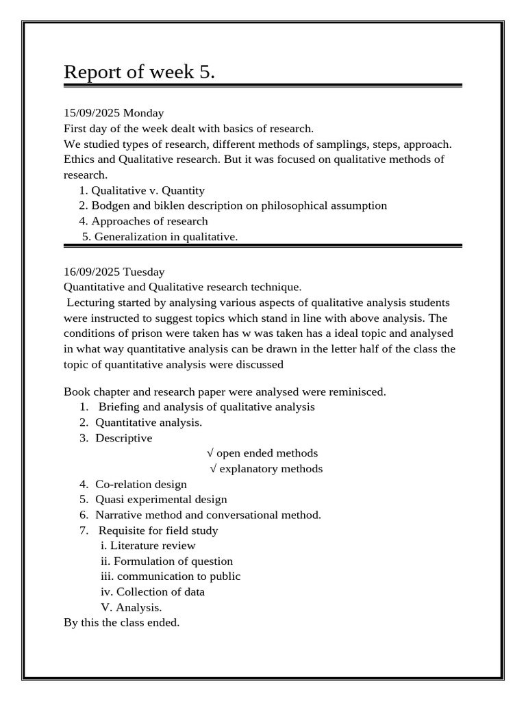 Week 5 Research Methods Overview | PDF