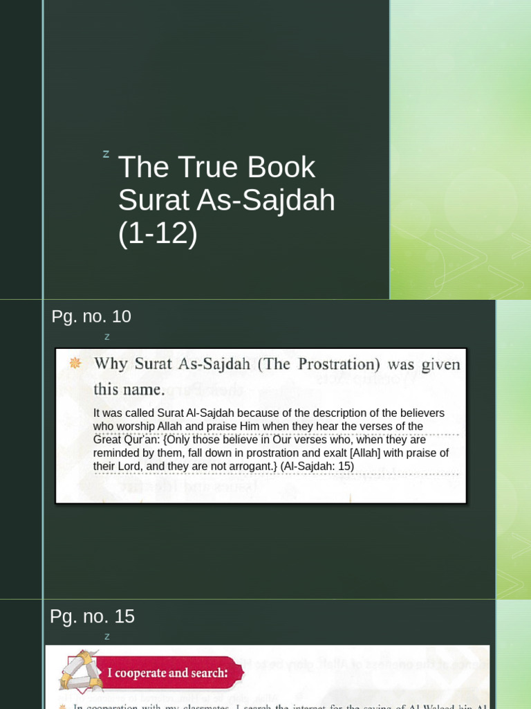 Understanding Surat As-Sajdah Insights | PDF | God In Islam | Prophets ...