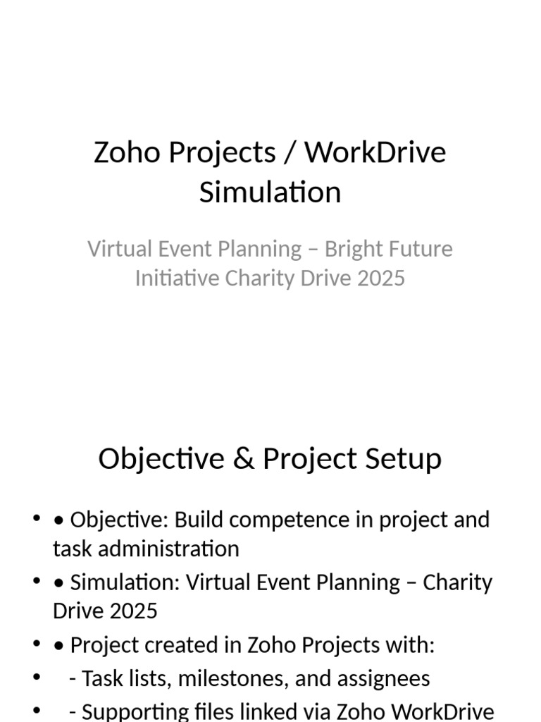Zoho Project Simulation Presentation | PDF