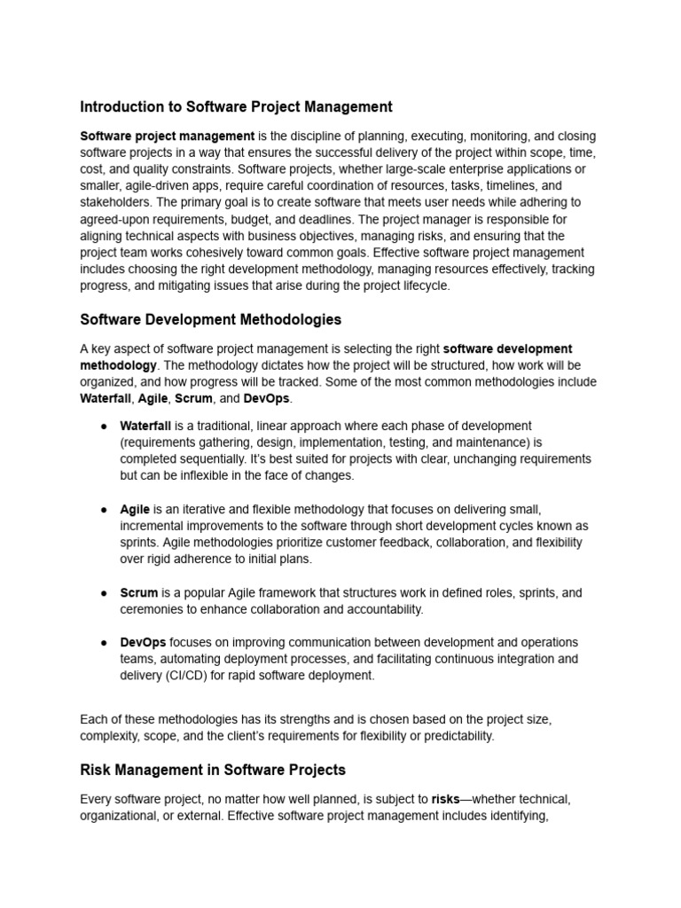 Software Project Management | PDF | Software Development Process ...